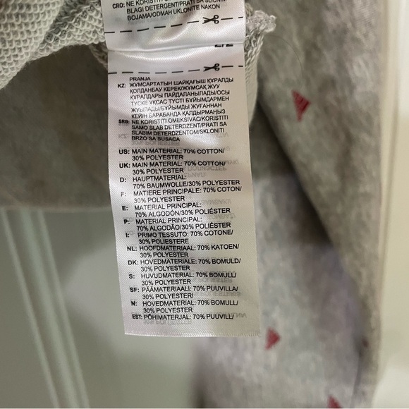 Adidas Crop Sweater Women’s Logo Gray Long Sleeve Crew Neck Pullover XL - Picture 4 of 5